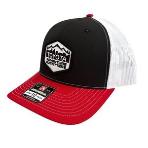 NWT Toyota Adventure Outfitters Black and Red Trucker Cap, OSFM SnapBack
